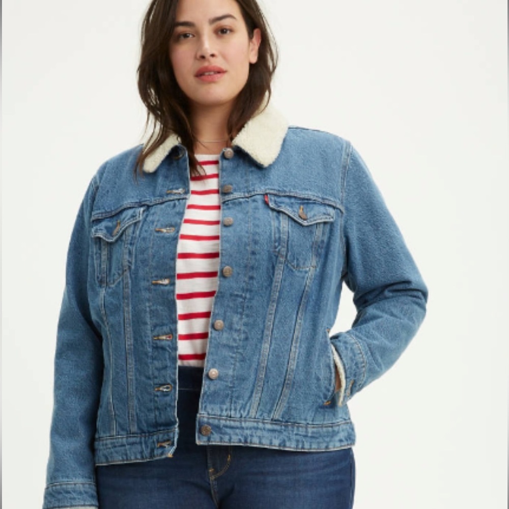 Plus Size Sherpa Trucker Jacket
